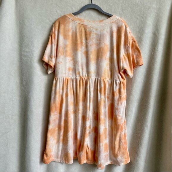 Wild Fable‎ Short Sleeve Tangerine Tie Dye Terry Cloth Sweatshirt Dress Size L - Picture 3 of 3